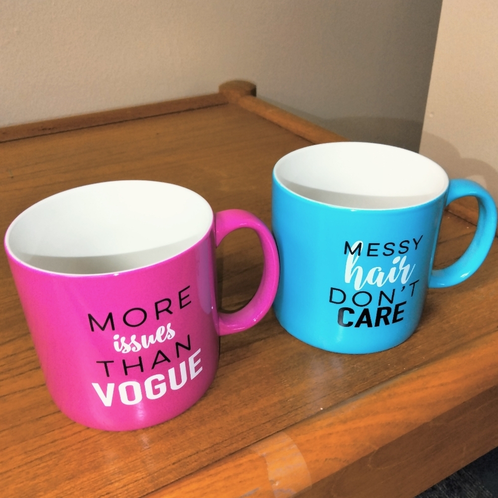More Issues than Vogue & Messy Hair Don't Care (Lot of 2) 18 FL Oz Mug Set